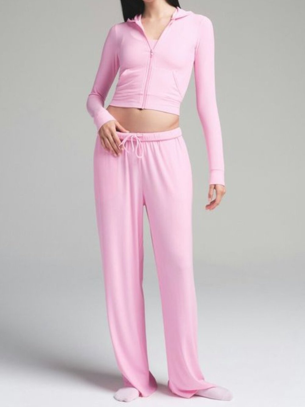 NWT SKIMS lightweight soft lounge set (hoodie + pants) in Bubble Gum Pink